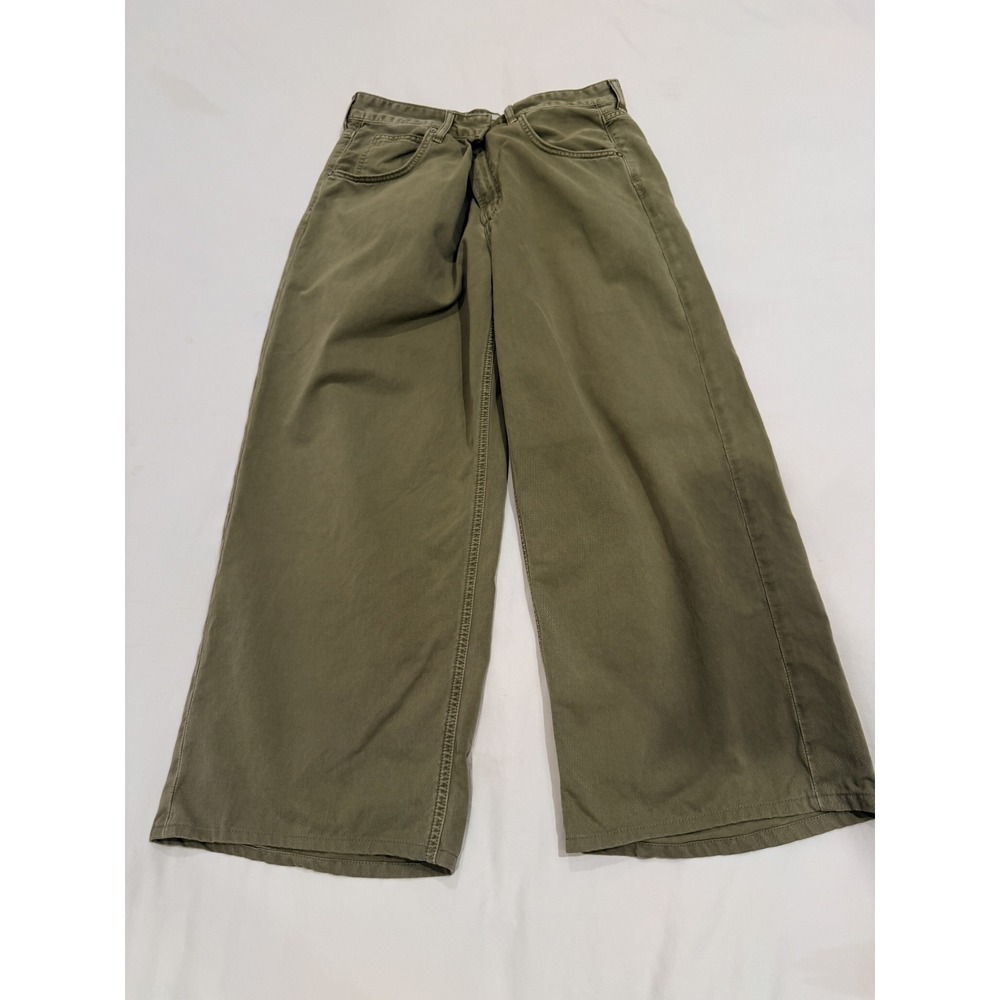 AGOLDE Vana Fold Jeans 28 Myrtle Olive Wide Leg Low Rise Foldover Baggy Designer